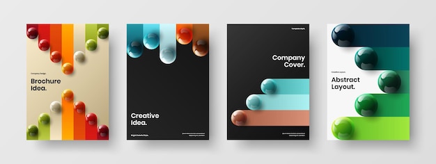 Trendy 3D spheres company brochure layout collection