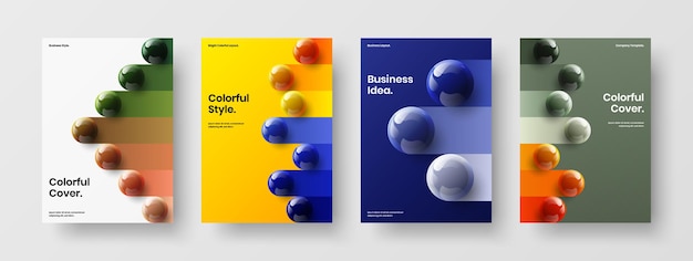 Trendy 3D spheres handbill layout collection