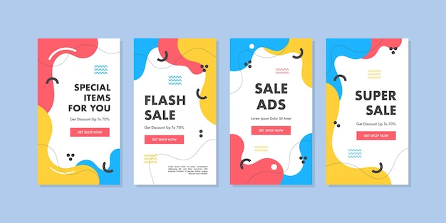 Trendy abstract sale promotion template with geometric concept for instagram and facebook stories