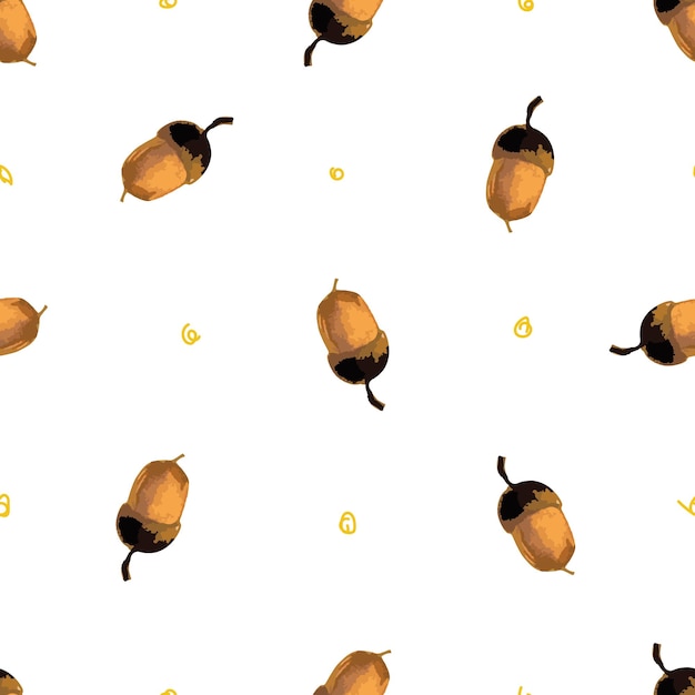 Trendy abstract seamless pattern with acorns seamless for textile design