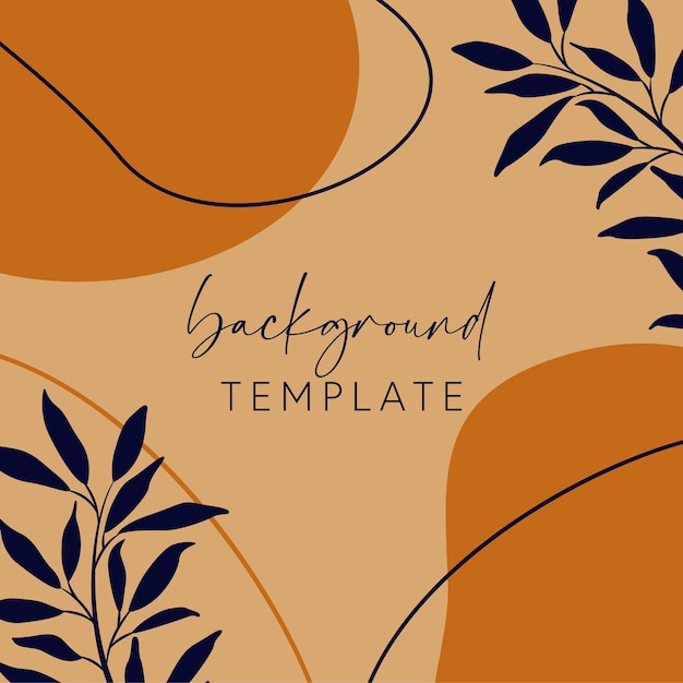 Trendy abstract square templates with leaves flowers and geometric shapes Good for social media po