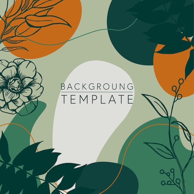 Trendy abstract square templates with leaves flowers and geometric shapes good for social media