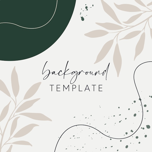 Trendy abstract square templates with leaves flowers and geometric shapes Good for social media