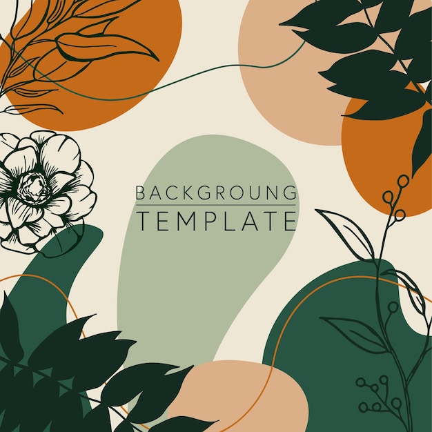 Trendy abstract square templates with leaves flowers and geometric shapes Good for social media