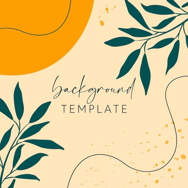 Trendy abstract square templates with leaves flowers and geometric shapes Good for social media