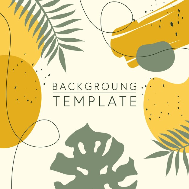 Vector trendy abstract square templates with tropical leaves and geometric shapes good for social media