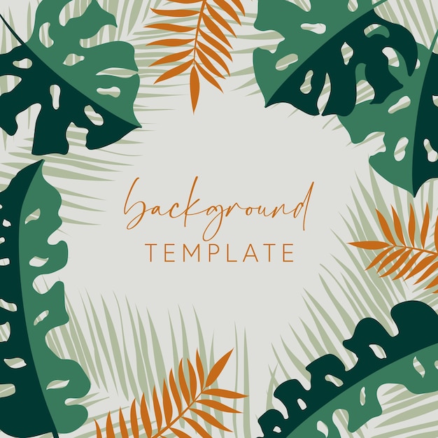 Trendy abstract square templates with tropical leaves and geometric shapes Good for social media