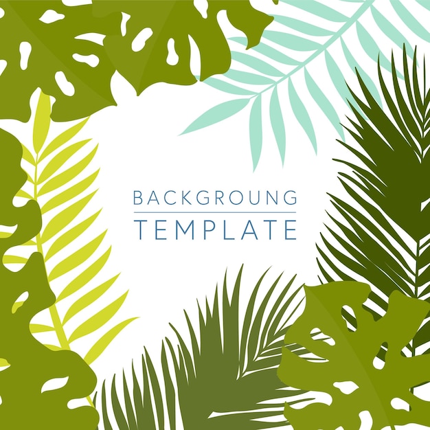 Trendy abstract square templates with tropical leaves and geometric shapes Good for social media