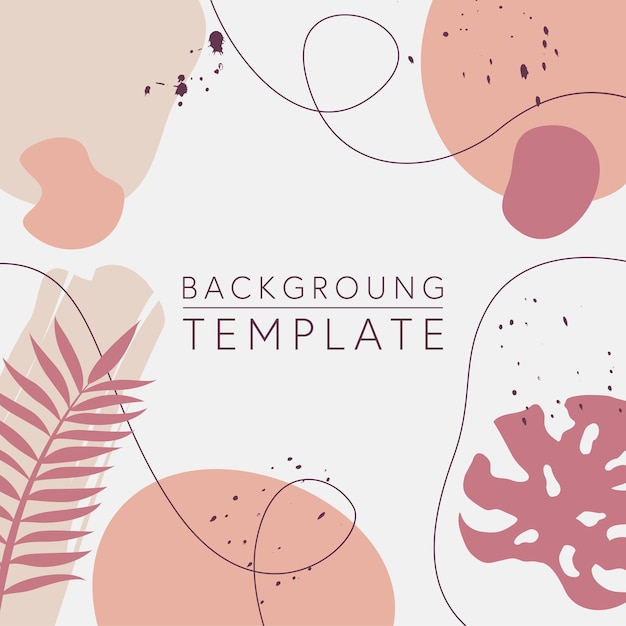 Trendy abstract square templates with tropical leaves and geometric shapes Good for social media