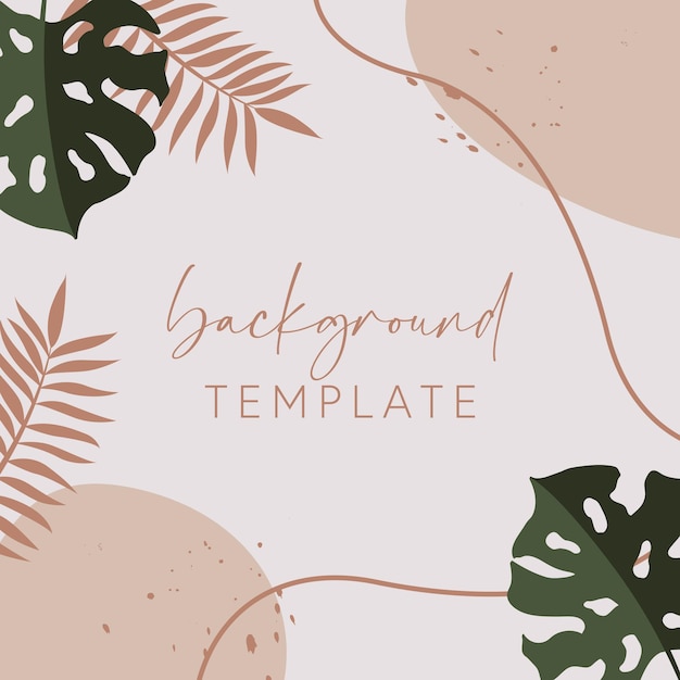 Trendy abstract square templates with tropical leaves and geometric shapes Good for social media