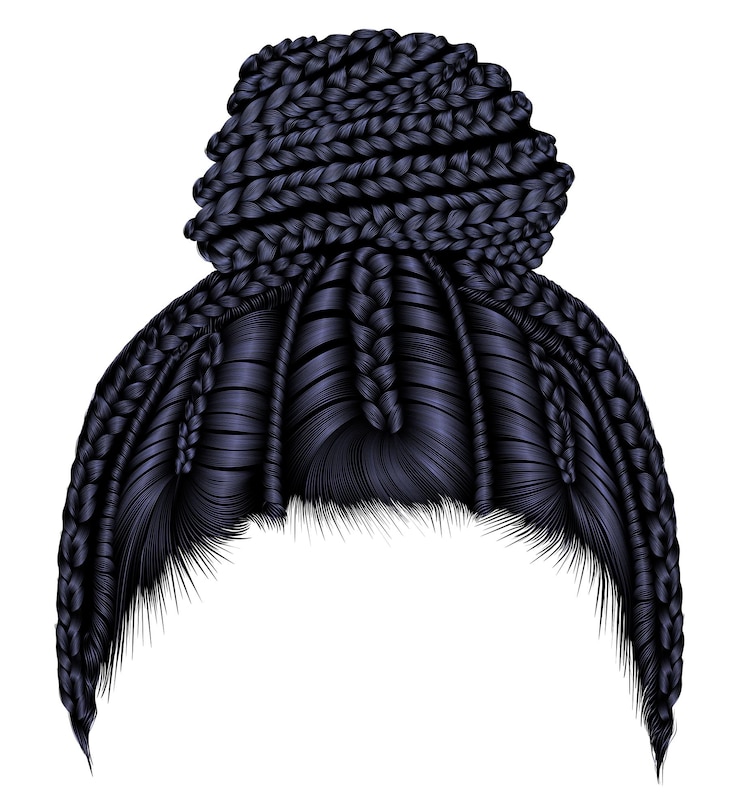 वेक्टर trendy african hair bun with plaits cornrows black realistic 3d fashion beauty style