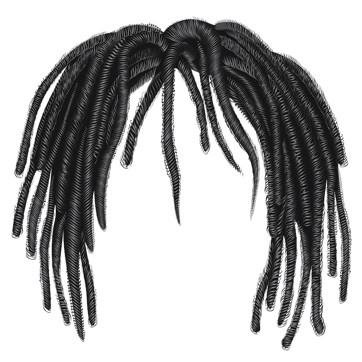 Vector trendy african long  hair dreadlocks . realistic  3d . fashion beauty style .hairstyle wig