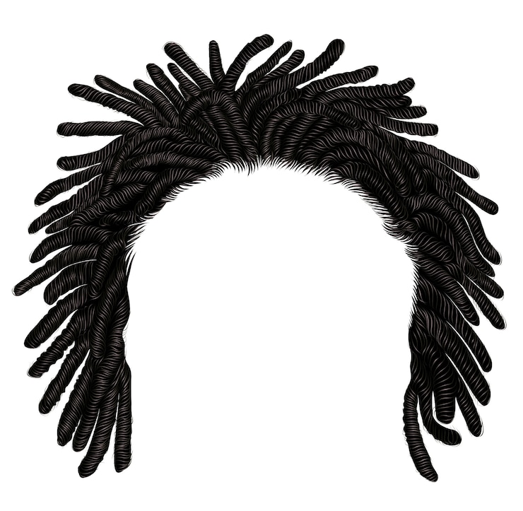 Vector trendy african long  hair dreadlocks . realistic  3d . fashion beauty style .
