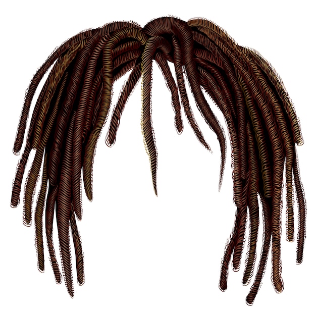 Vector trendy afrikaanse dreadlocks met lang haar. realistisch. mode schoonheid stijl. kapsel pruik