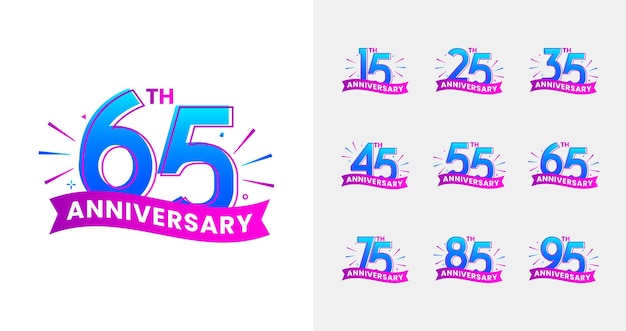 Trendy anniversary logo collections with fireworks and gradient color