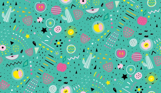 Trendy apple seamless pattern for kids design