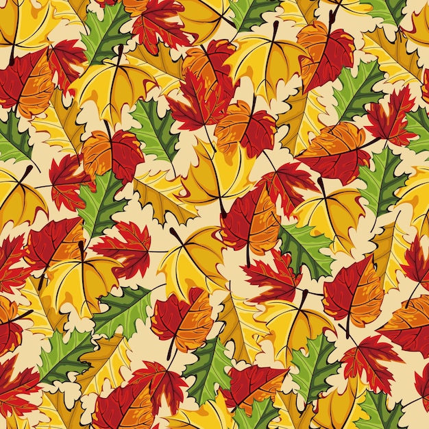 Vector trendy autumn letrendy autumn leaves pattern aves pattern