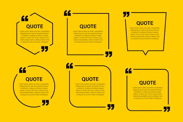 Trendy block quote modern design elements. creative quote and comment text frame template.
