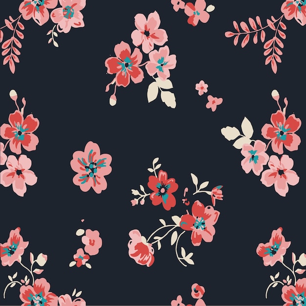 Vector trendy bloemdessin, naadloze bloemmotief voor mode, wallpapers, print. liberty-stijl.