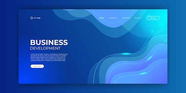 Trendy blue abstract technology design template for web. dynamic gradient composition. for landing pages, covers, brochures, flyers, presentations, banners. corporate web page vector illustration.