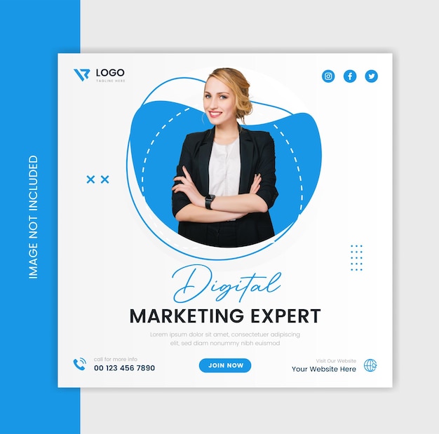 Trendy Blue Corporate social media post design template vector