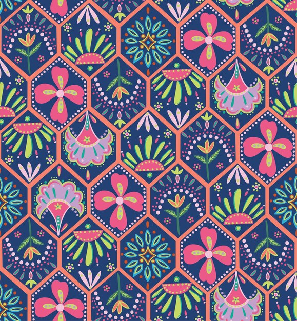 Trendy bohemian seamless pattern in editable vector