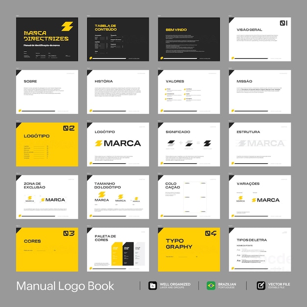 trendy brand manual book with editable design