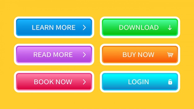 Trendy buttons set for website design.