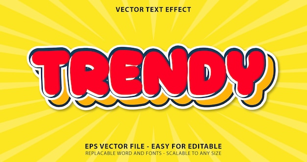 trendy cartoon bold editable text effect vector