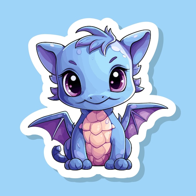 Trendy cartoon flat style dragon cute character sticker vector illustration symbol year 2024 child