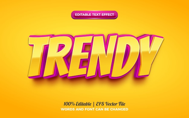 Trendy cartoon kids 3d editable text effect