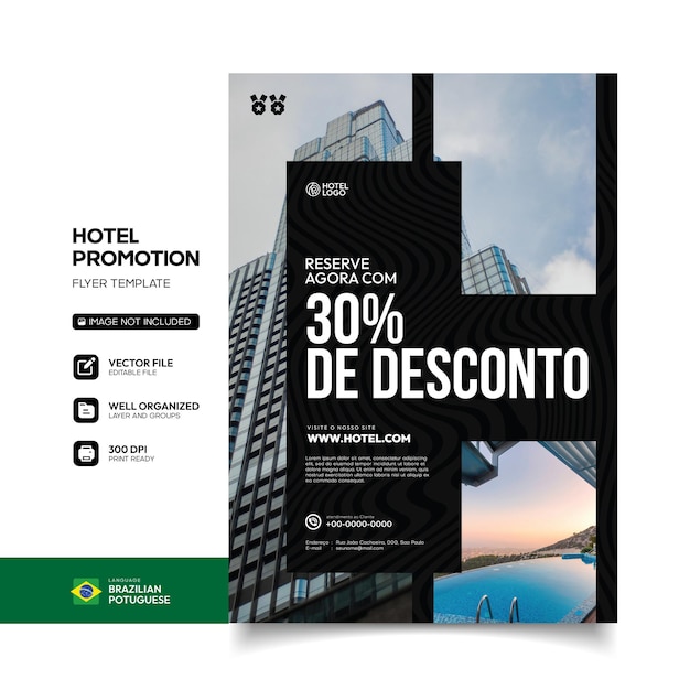 Вектор trendy city hotel promo на бразильском португальском языке