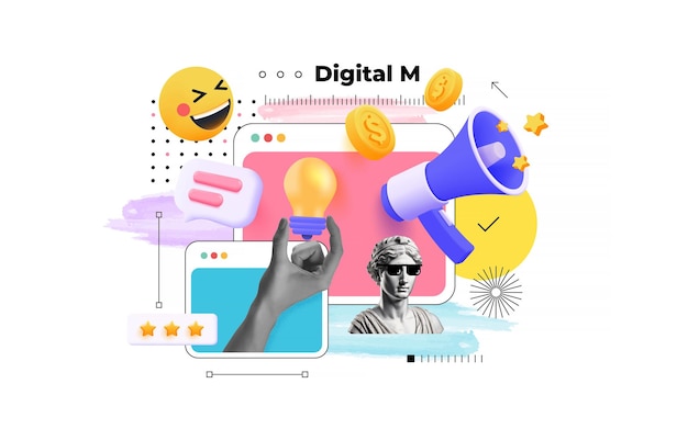 trendy collage poster design digital marketing