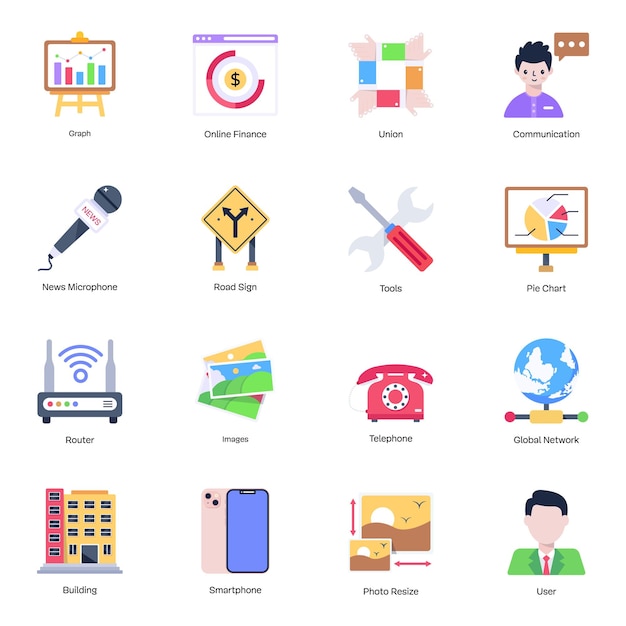 Trendy Collection of Multimedia Flat Icons