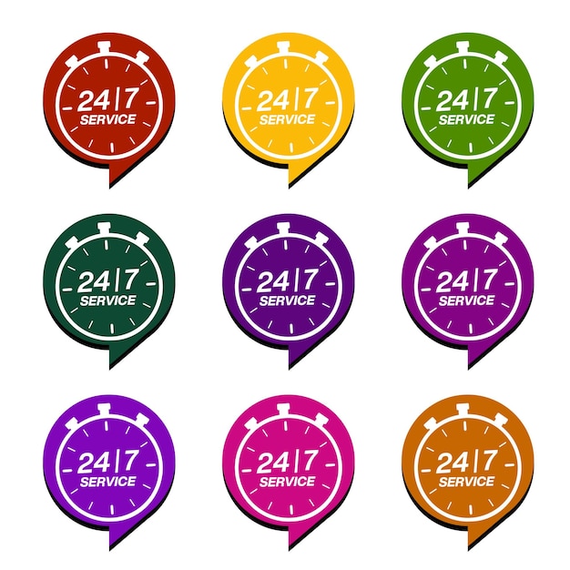 Vector trendy color 24 x7 logo set