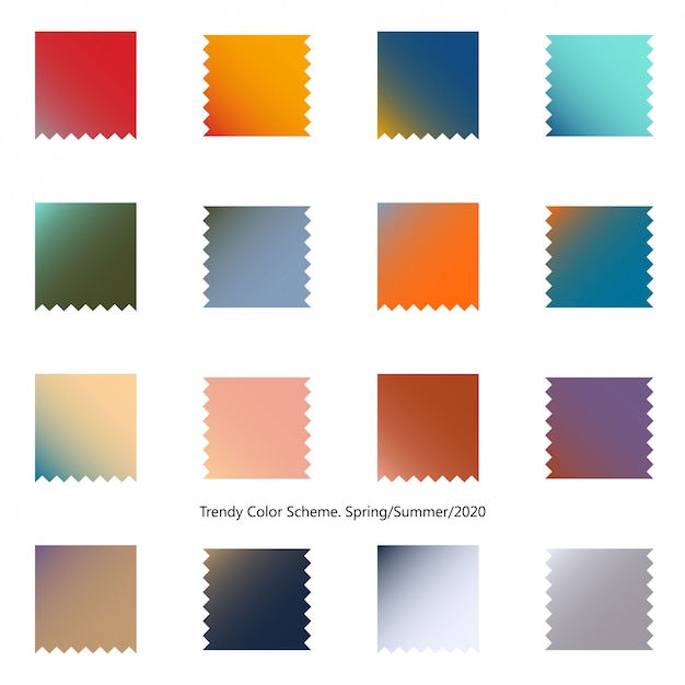 Vector trendy color scheme by gradient patches. spring and summer 2020