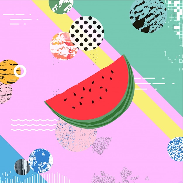  Trendy colorful background with watermelon