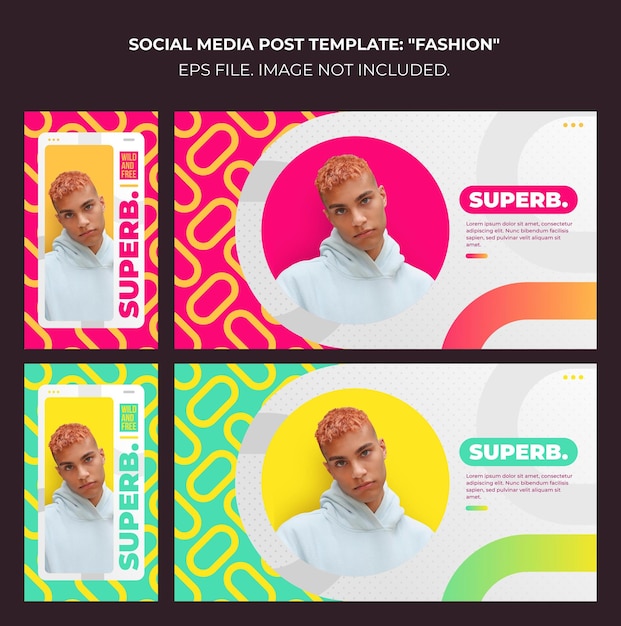 Trendy colorful fashion banner and social media post template