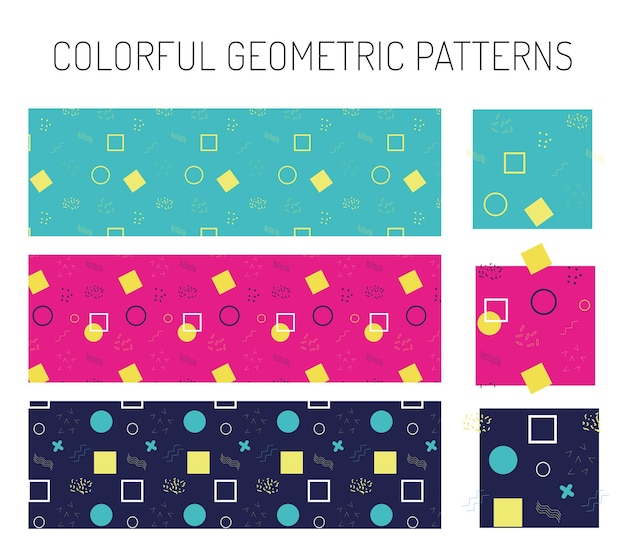 트렌디한 다채로운 기하학적 패턴 컬렉션