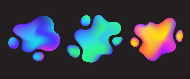 Trendy colorful liquid shapes set. abstract fluid shape with gradient for social media, advertising