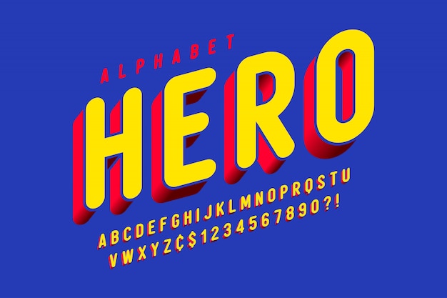 Trendy comical font, colorful alphabet, typeface