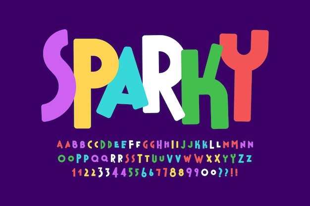 Vector trendy comical original alphabet design colorful typeface vector illustration