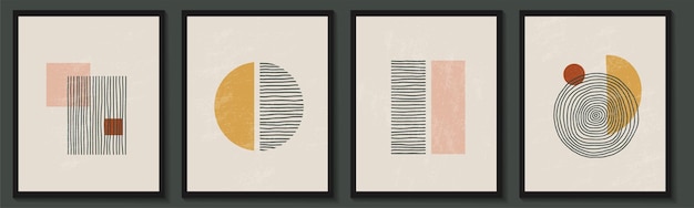 Trendy contemporary set of abstract geometric minimalist artistic composition