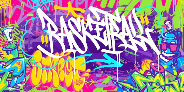 Vector trendy cool abstract hip hop urban street art graffiti style word basketball vector illustration