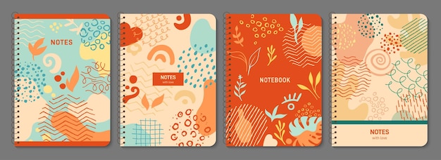 Vector trendy cover abstract shape set botanical floral design element notebook planner brochure page art