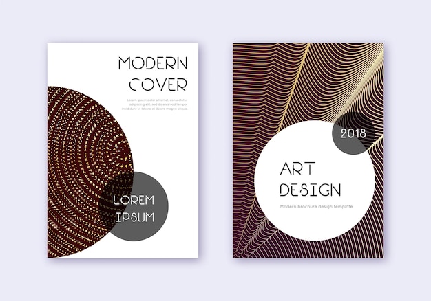 Trendy cover design template set Gold abstract li