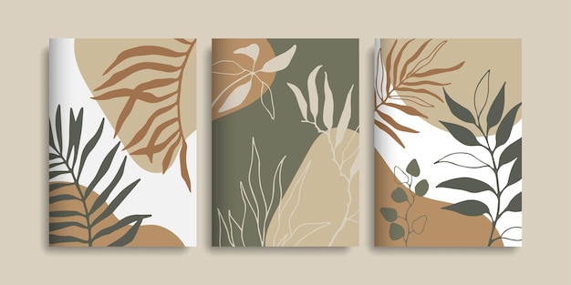 Trendy cover pack collection with hand drawn organic shapes