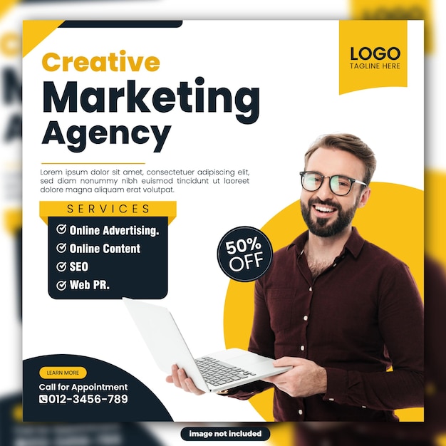 trendy Creative marketing agency services and corporate social media post template