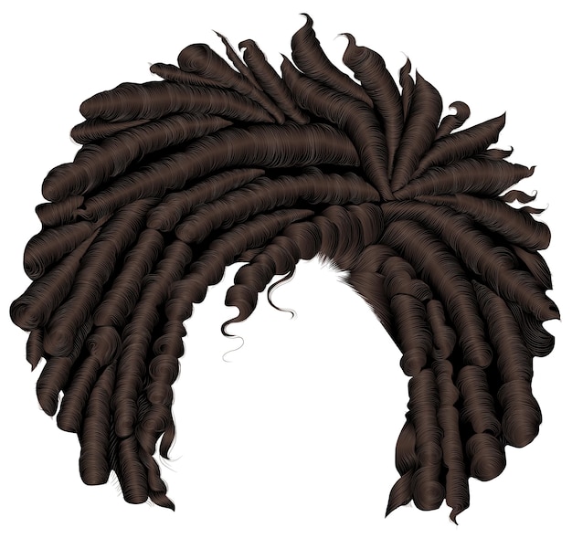 trendy curly african brown hair realistic 3d fashion beauty style