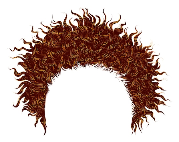 Vector trendy curly disheveled red hair. realistic 3d. unisex haircut.